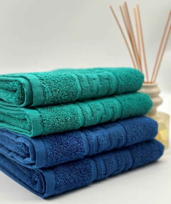 Set 4 Prosoape Bumbac 500 gr/mp, 50x90 cm, Dunga Greceasca, Verde/Albastru C1174 [2]