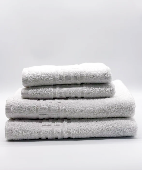 Set 4 Prosoape Bumbac 500 gr/mp, Dunga Greceasca, Alb C1231 [2]