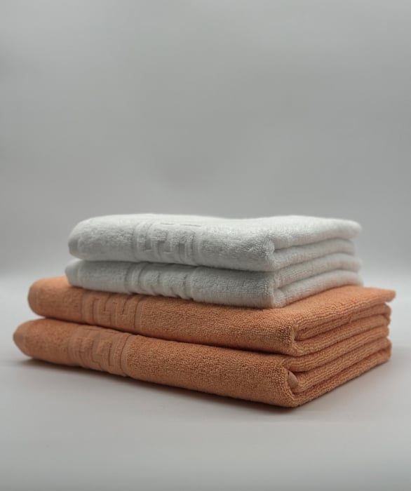 Set 4 Prosoape Bumbac 500 gr/mp, Dunga Greceasca, Alb/Portocaliu [1]