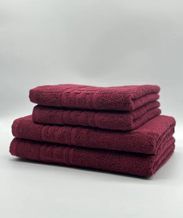 Set 4 Prosoape Bumbac 500 gr/mp, Dunga Greceasca, Grena C1124 [1]