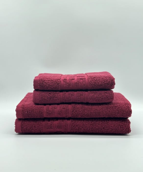 Set 4 Prosoape Bumbac 500 gr/mp, Dunga Greceasca, Grena C1124 [2]