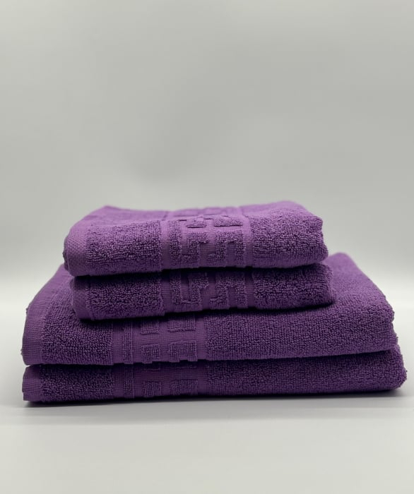 Set 4 Prosoape Bumbac 500 gr/mp, Dunga Greceasca, Mov C1226 [2]