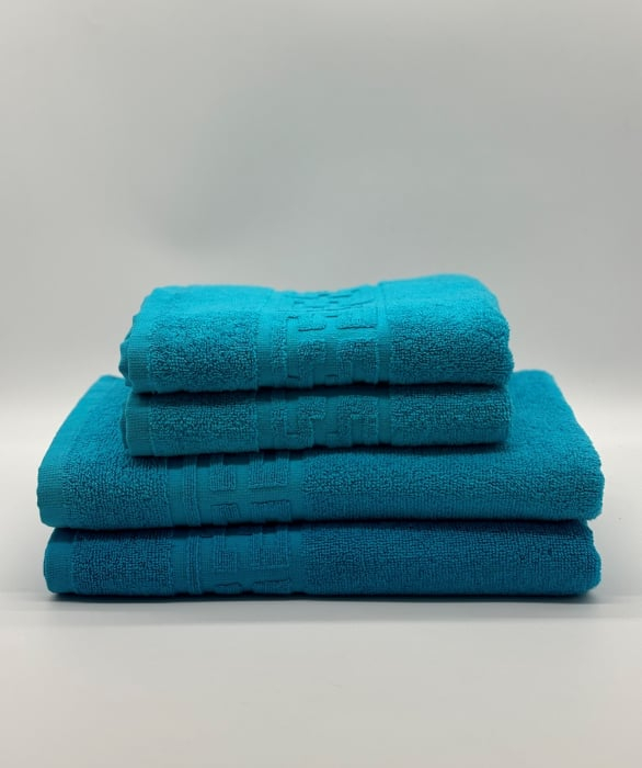 Set 4 Prosoape Bumbac 500 gr/mp, Dunga Greceasca, Turcoaz C1125 [2]