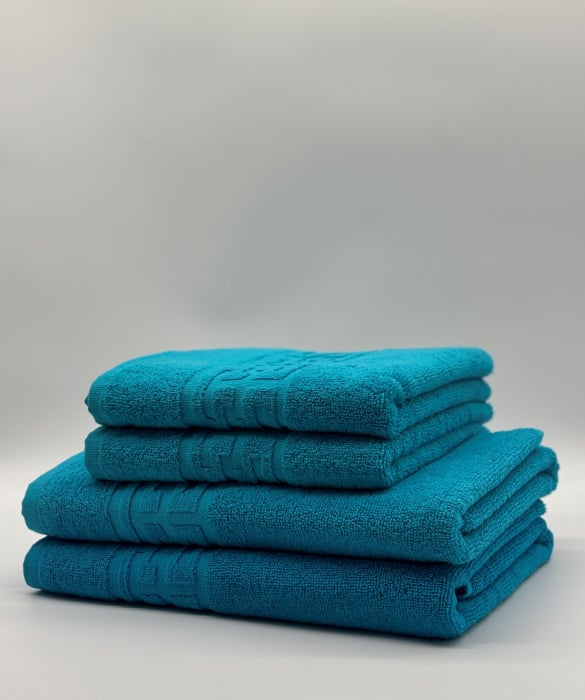 Set 4 Prosoape Bumbac 500 gr/mp, Dunga Greceasca, Turcoaz C1125 [1]