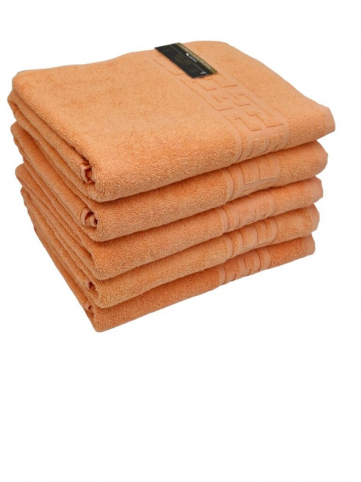 Set 5 Prosoape Bumbac 500 gr/mp, 70x130 cm, Dunga Greceasca, Portocaliu C1255 [1]