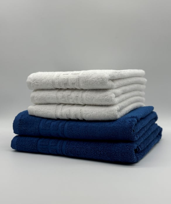 Set 5 Prosoape Bumbac 500 gr/mp, Dunga Greceasca, Alb/Albastru C1243 [1]
