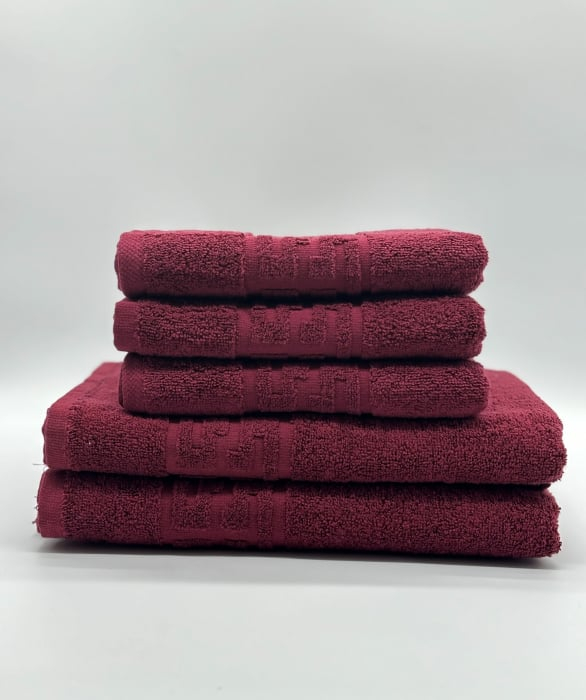 Set 5 Prosoape Bumbac 500 gr/mp, Dunga Greceasca, Grena C1232 [2]