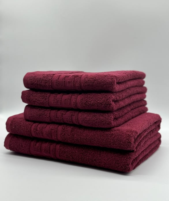 Set 5 Prosoape Bumbac 500 gr/mp, Dunga Greceasca, Grena C1232 [1]