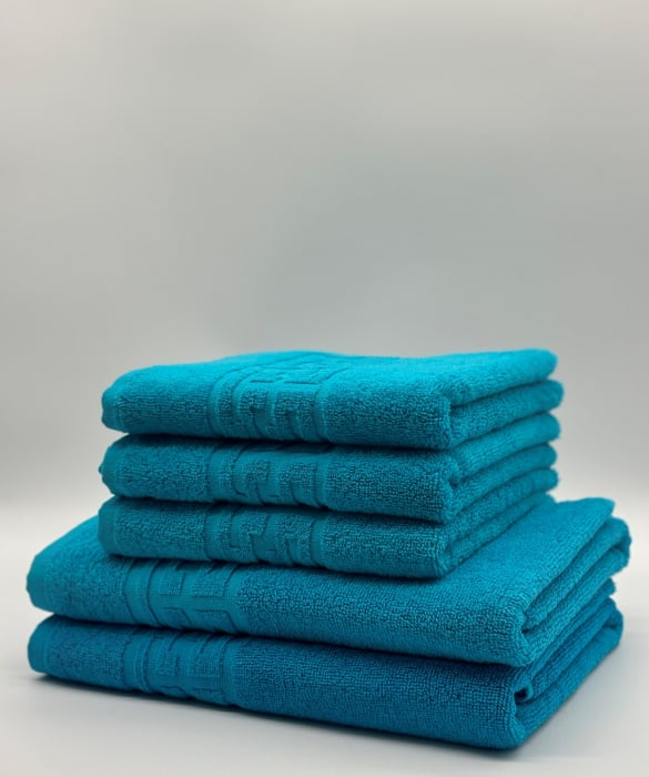 Set 5 Prosoape Bumbac 500 gr/mp, Dunga Greceasca, Turcoaz C1229 [1]
