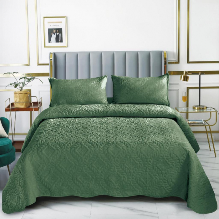 Set cuvertura pat , catifea , matlasata , 3 piese , 220x240cm , C1288 [1]