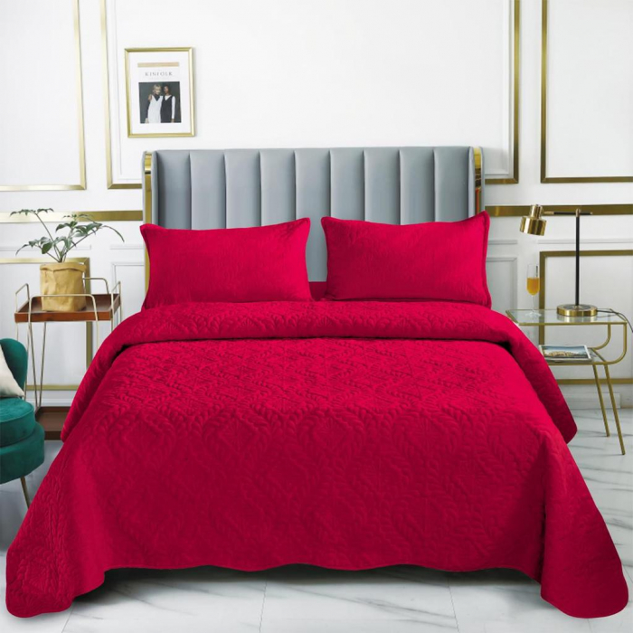 Set cuvertura pat , catifea , matlasata , 3 piese , 220x240cm , C1289 [1]