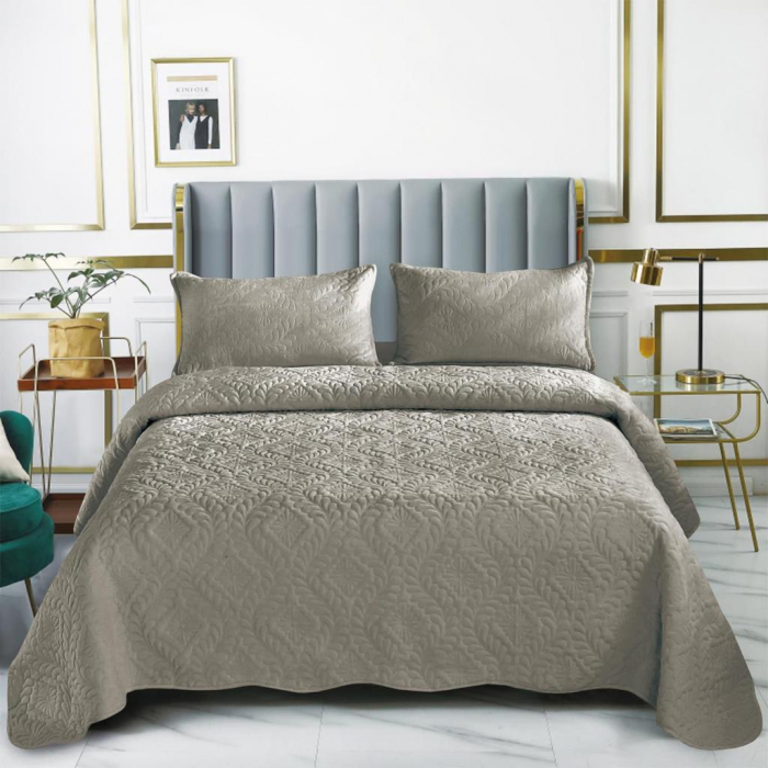 Set cuvertura pat , catifea , matlasata , 3 piese , 220x240cm ,C1292 [1]