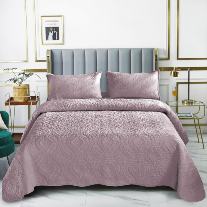Set cuvertura pat , catifea , matlasata , 3 piese , 220x240cm ,C1293 [1]