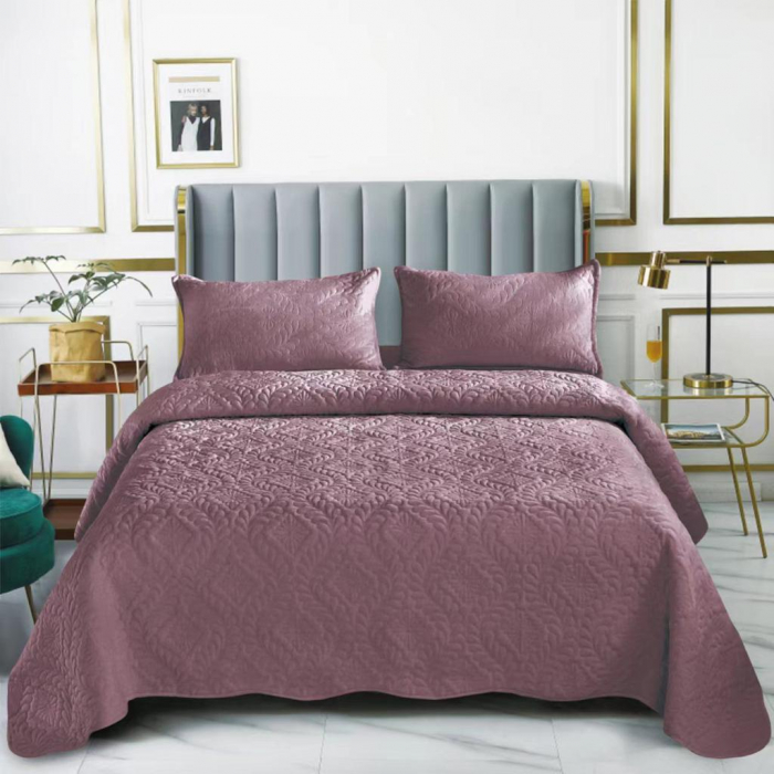 Set cuvertura pat , catifea , matlasata , 3 piese , 220x240cm ,C1295 [1]