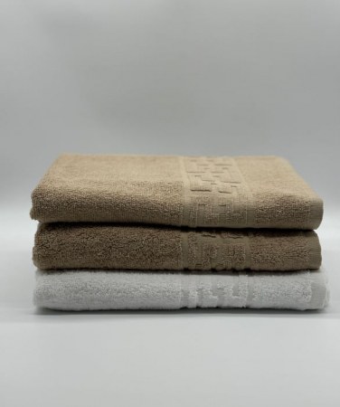 et 3 Prosoape Bumbac 500 gr/mp, 70x130 cm, Dunga Greceasca, Alb/Maro C1216 [1]