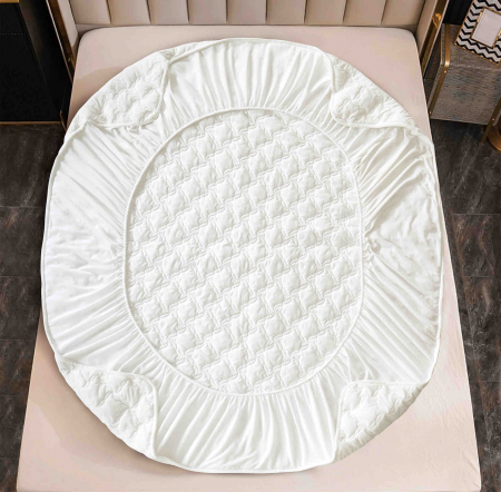 Husa de Pat Catifelata cu Elastic, 140 x 200 cm, cu Doua Fete de Perna , Alb , C649 [2]