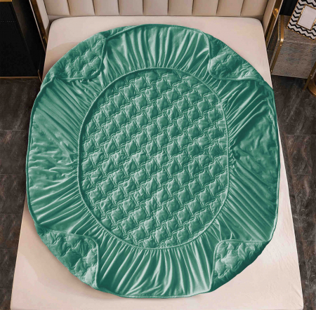 Husa de Pat Catifelata cu Elastic, 140 x 200 cm, cu Doua Fete de Perna , Turcoaz , C645 [2]