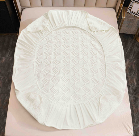 Husa de Pat Catifelata cu Elastic, 180 x 200cm, cu Doua Fete de Perna, Alb , C622 [3]