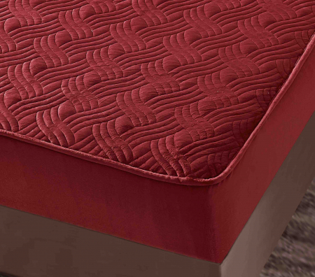 Husa de Pat Catifelata cu Elastic, 180 x 200cm, cu Doua Fete de Perna, Roşu , C626 [2]
