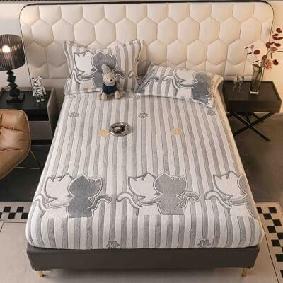 Husa Scaun Catifea 6 Piese - Husa de pat Cocolino cu elastic cu 2 fete de pern C1057