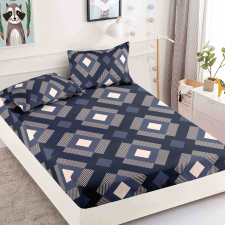 HUSE DE PAT - Husa de pat din Finet cu Elastic cu 2 fete de perna 180x200 , C891