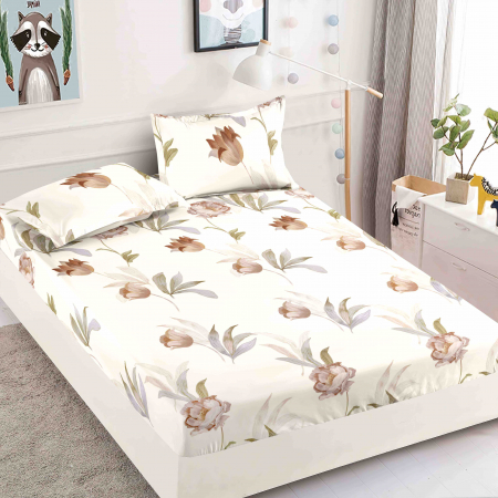 HUSE DE PAT - Husa de pat din Finet cu Elastic cu 2 fete de perna 180x200 , C905