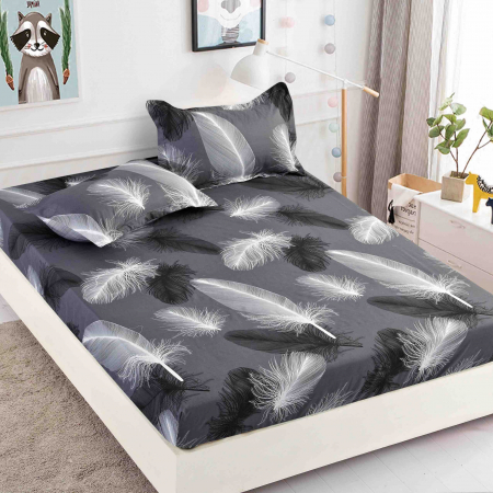 Huse de Pat Finet 90x200 - Husa de pat din Finet cu Elastic cu 2 fete de perna 90x200 , C982