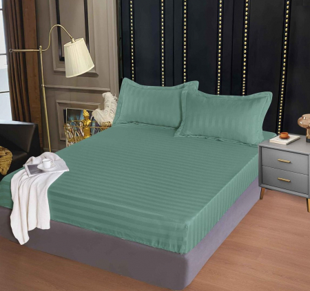 Huse de Pat Damasc 160x200 - Husa de pat tip Damasc cu Elastic cu 2 fete de perna 160x200 cm C1038