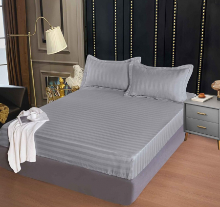 Huse de Pat Damasc 160x200 - Husa de pat tip Damasc cu Elastic cu 2 fete de perna 160x200 cm C1041