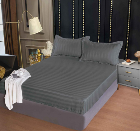 Huse de Pat Damasc 160x200 - Husa de pat tip Damasc cu Elastic cu 2 fete de perna 160x200 cm C1046