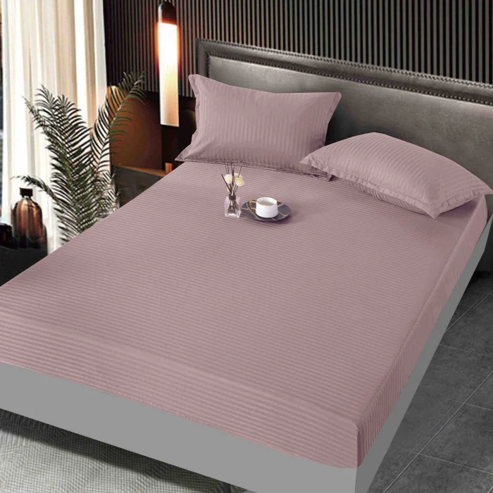 Husa Scaun Catifea 6 Piese - Husa de pat tip Damasc cu Elastic cu 2 fete de perna 160x200 cm Roz  C1084