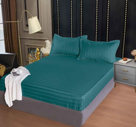 Huse de Pat Damasc 180x200 - Husa de pat tip Damasc cu Elastic cu 2 fete de perna 180x200 cm C1112
