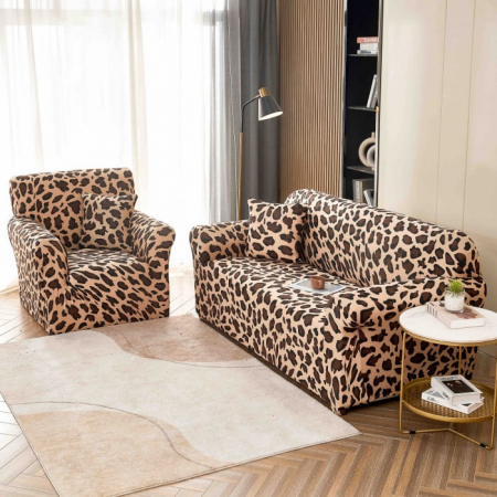 Huse Canapea - Husa Elastica Pentru Canapea din Lycra 2 Locuri - Leopard C748