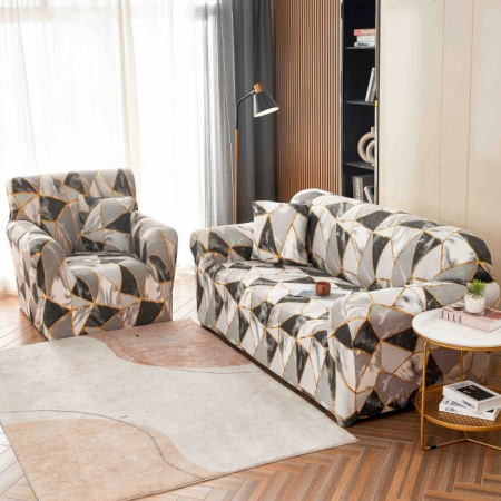 HUSE CANAPELE & SCAUNE - Husa Elastica Pentru Canapea din Lycra 3 Locuri - Crem Maro C735