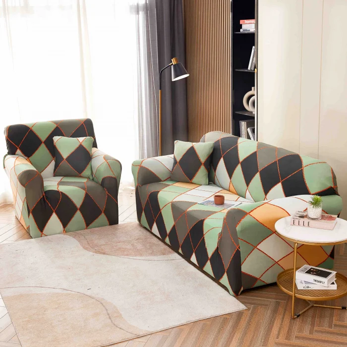 HUSE CANAPELE & SCAUNE - Husa Elastica Pentru Canapea din Lycra 3 Locuri - Verde Maro C736
