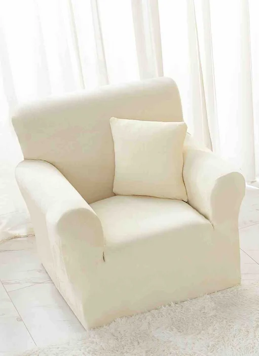 HUSE CANAPELE & SCAUNE - Husa Elastica Pentru Fotoliu din Catifea - Crem C697