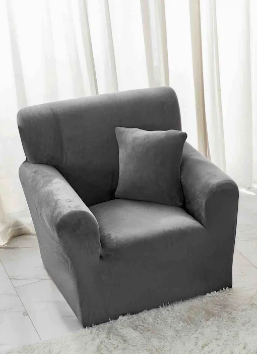 HUSE CANAPELE & SCAUNE - Husa Elastica Pentru Fotoliu din Catifea - Gri C655