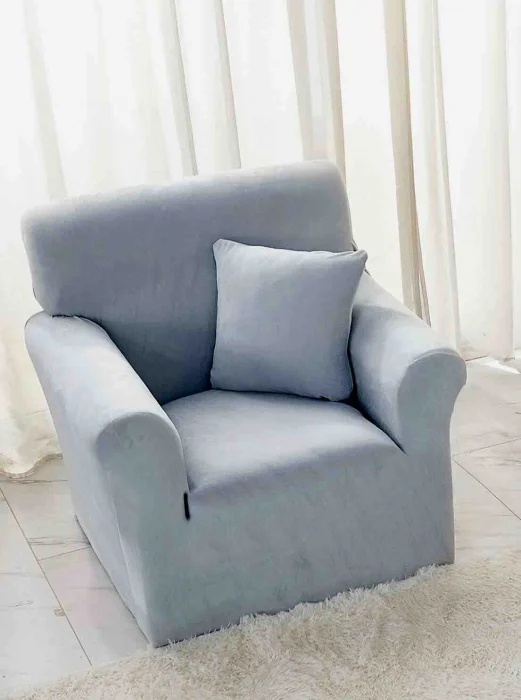 HUSE CANAPELE & SCAUNE - Husa Elastica Pentru Fotoliu din Catifea - Gri C696