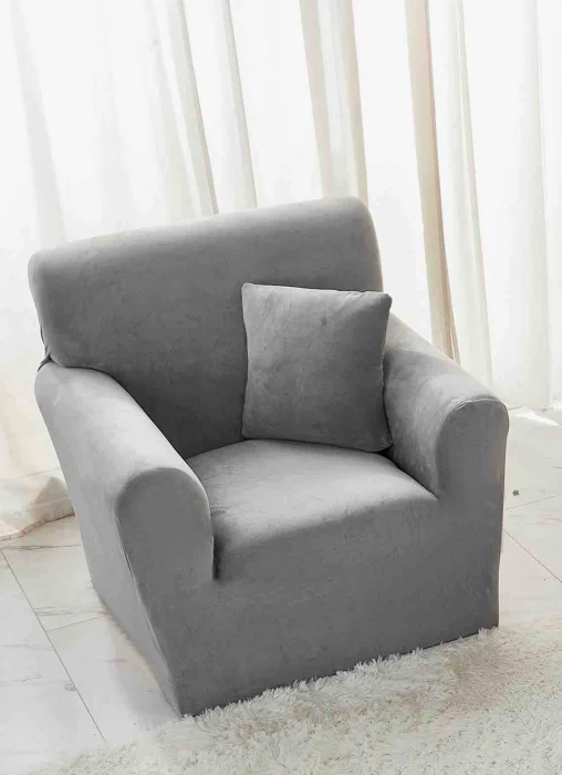 HUSE CANAPELE & SCAUNE - Husa Elastica Pentru Fotoliu din Catifea - Gri  C699