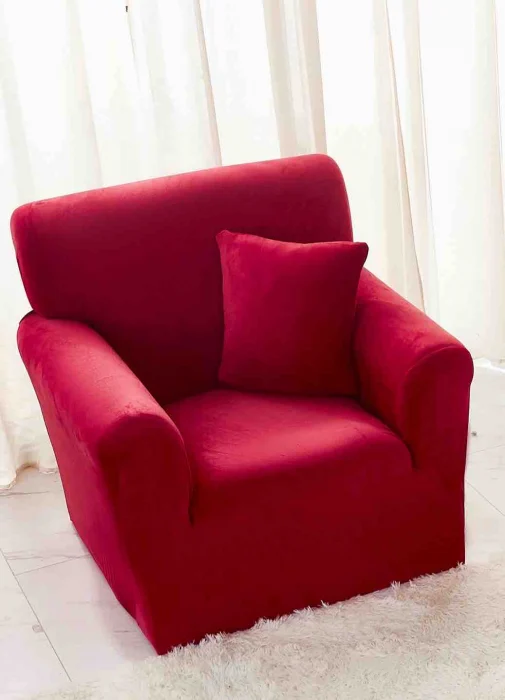 HUSE CANAPELE & SCAUNE - Husa Elastica Pentru Fotoliu din Catifea - Rosu C691