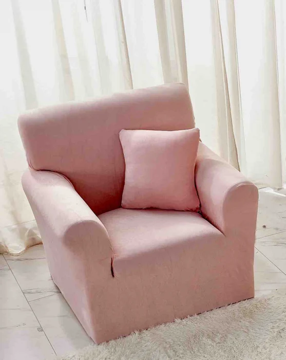 HUSE CANAPELE & SCAUNE - Husa Elastica Pentru Fotoliu din Catifea - Roz C690