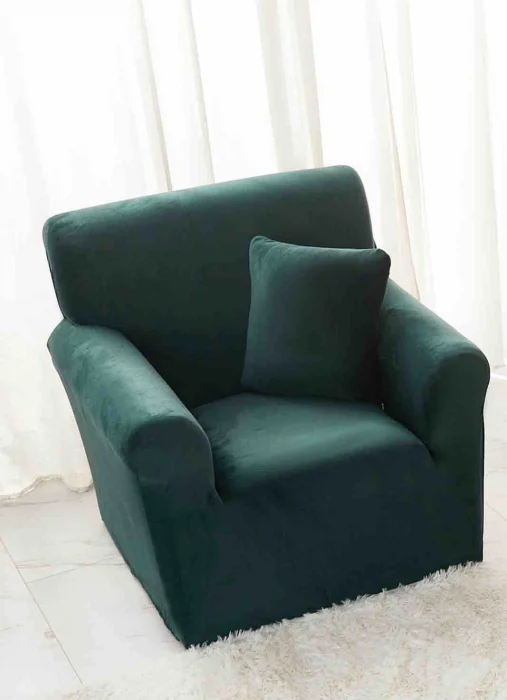 HUSE CANAPELE & SCAUNE - Husa Elastica Pentru Fotoliu din Catifea - Verde Smarald C666