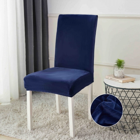 Husa Scaun Catifea 6 Piese - Huse pentru scaun din Catifea cu elastic, Albastru, Jojo C873