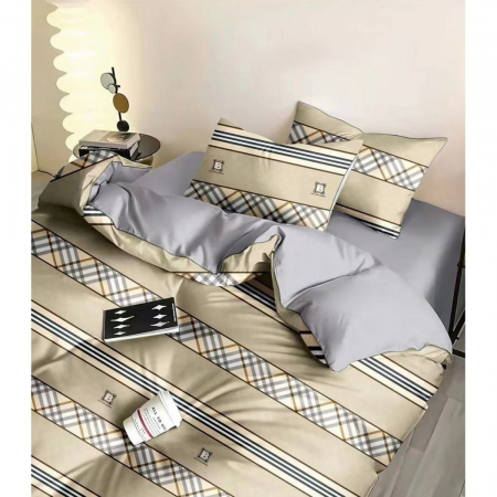 Lenjerii bumbac - Lenjerie bumbac 100% cu 4 piese pentru pat dublu Super Design Pucioasa  C1358