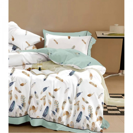 Lenjerii bumbac - Lenjerie bumbac 100% cu 4 piese pentru pat dublu Super Design Pucioasa C1367