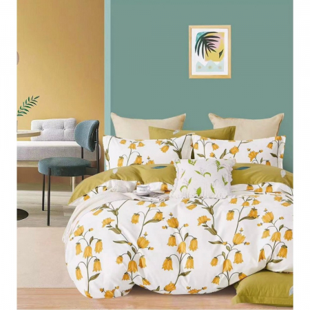 Lenjerii bumbac - Lenjerie bumbac 100% cu 4 piese pentru pat dublu Super Design Pucioasa C1372