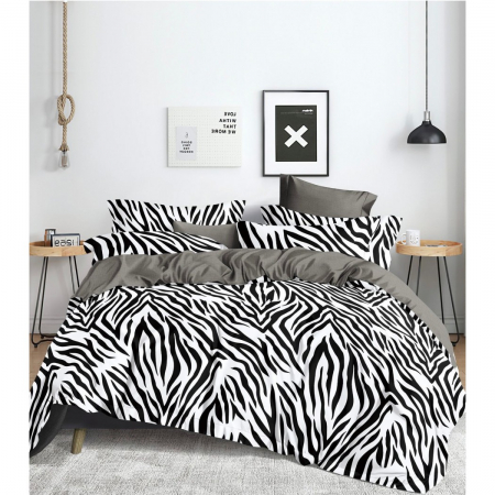 Lenjerii bumbac - Lenjerie bumbac 100% cu 4 piese pentru pat dublu Super Design Pucioasa C1374