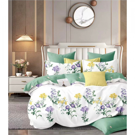 Lenjerii bumbac - Lenjerie bumbac 100% cu 4 piese pentru pat dublu Super Design Pucioasa C1377