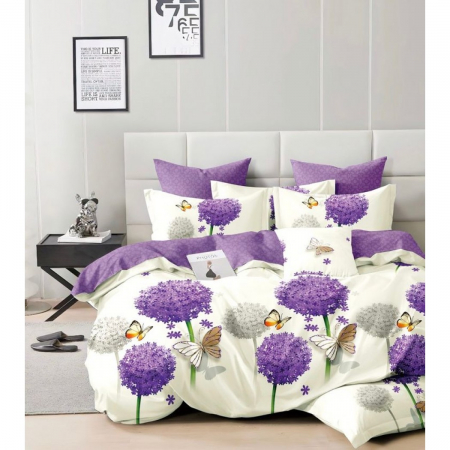 Lenjerii bumbac - Lenjerie bumbac 100% cu 4 piese pentru pat dublu Super Design Pucioasa  C1379