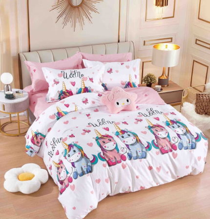 LENJERII DE PAT 1 PERSOANA & COPII - Lenjerie de pat, 1 persoana, Bumbac Finet, 4 piese Jojo C427